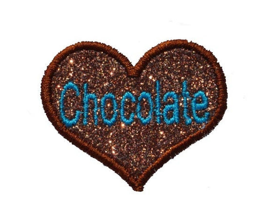 Chocolate Love 2 inch Sparkle Glitter Patch -  Iron or Sew on Vinyl - NO GLITTER MESS ! GL84